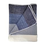 LATITUDE ZERO Alpaca Wool Throw Blanket | Warm, Ultra-Soft, Breathable, Non-Itchy Blanket-Throw | Hypoallergenic and Beautiful Fabric (Blue)