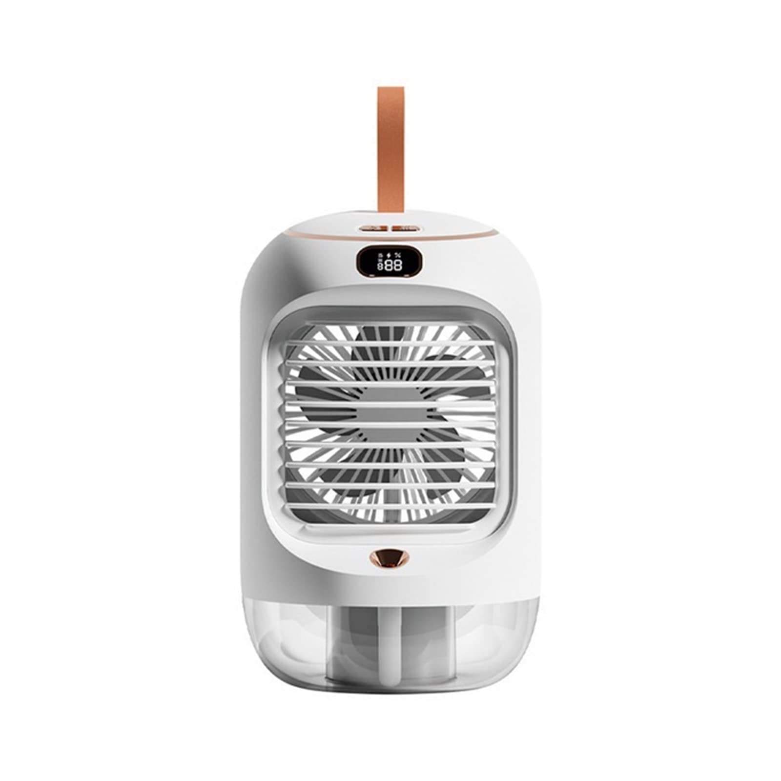 3600mAh Portable Air Conditioner Fan Cooler Rechargeable Table Electric Rotating Spray Humidification Cooling Ven Airflow Comfort Refreshing Breeze(White 3600mAh)
