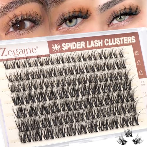 Spider Lashes Clusters Invisible Band Wispy Cluster Eyelash Extensions CD-Curly Fairy Breeze Eyelash Clusters Spider Lash Clusters Natural Cluster Lashes Wispy Individual Lashes 10-16MM by Zegaine