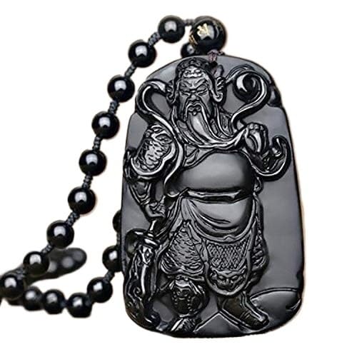 Collier en obsidienne noire Guan Gong : cadeau idéal pour homme