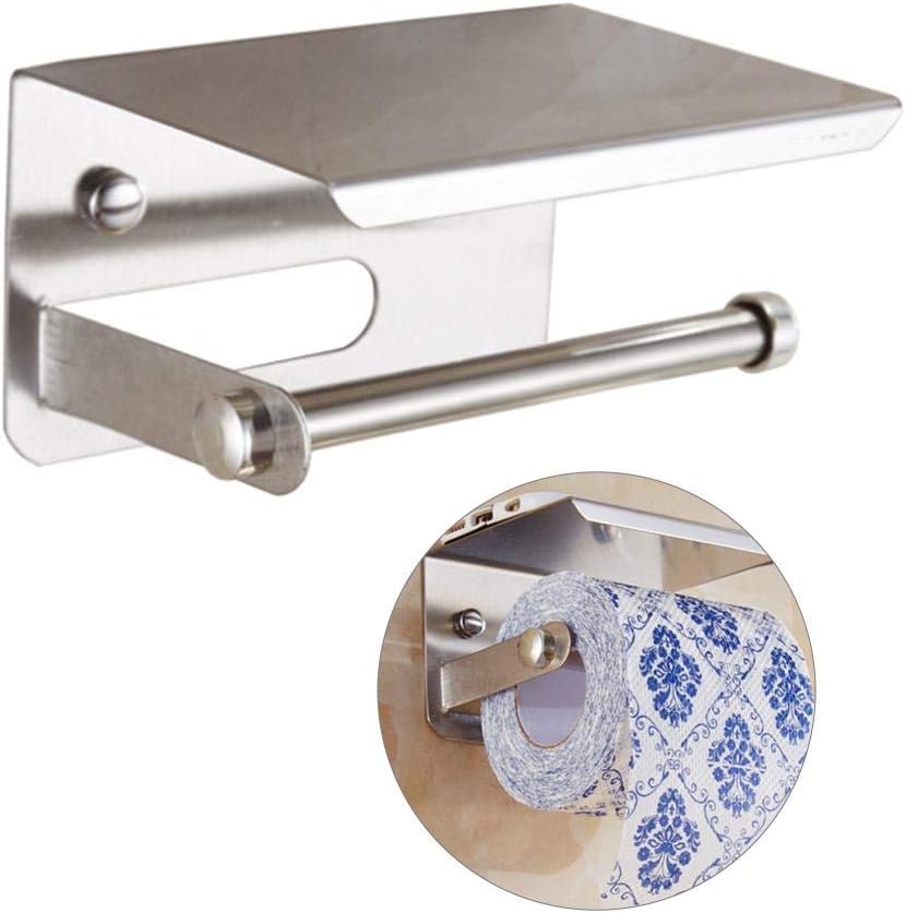 Stainless Steel Toilet Paper Napkin Holder with Mobile Phone Stand - Bathroom Accessories (Chrome Finish)