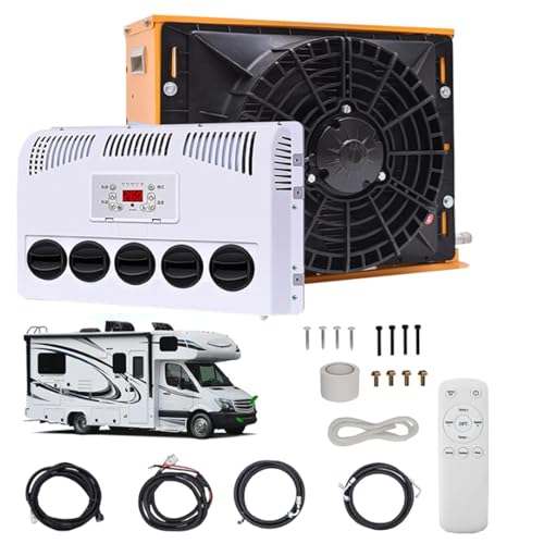 Kit de aire acondicionado para RV, sistema de estacionamiento dividido con volumen de aire de 450 m³/H, enfriamiento rápido silencioso para camiones semirremolques, autobuses y caravanas