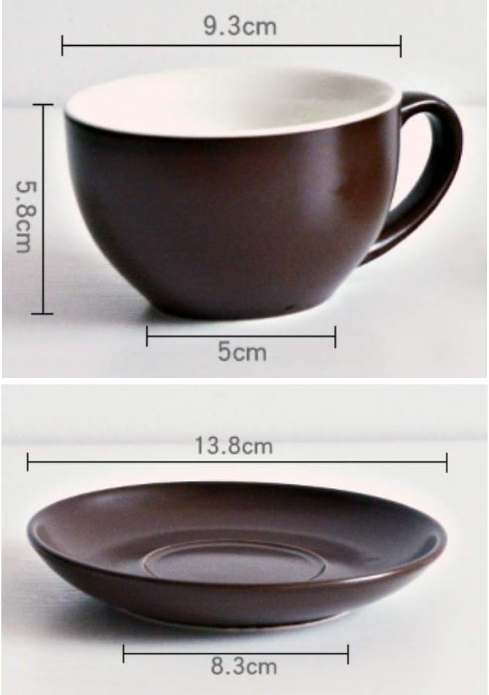 THUMBGEEK Porcelain Cappuccino Cups with Saucers and Spoon - for Specialty Coffee Drinks, Latte, Cafe Mocha and Tea used at Home and in Coffee Shops Professional Baristas (Dark Blue) 3 517bga3Fk L. AC SL1000