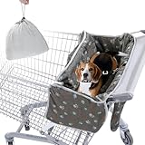 BALAPET Soft Velvet Shopping Cart Cover for Dogs, Plush Pets Grocery Cart Cover with Safety Ropes, Portable and Easy-on Stretch Design for Shopping Carts with Carry Bag(Print)