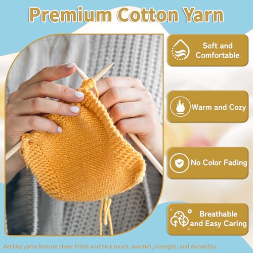 Aeelike Crochet Yarn, 20 x 50g Balls of 4 Ply Milk Cotton Yarn for Crochet and Knitting or DIY Crafts, Multi Coloured Knitting Yarn Acrylic Wool Yarn Set for Beginners, with Clear Storage Bag