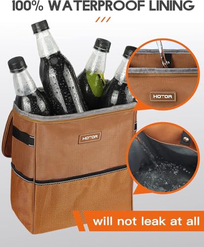 Image of HOTOR Car Trash Can, Leakproof Car Organizer, 3-Gallon, Brown