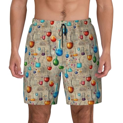 Chemistry Print Print Men Stylish Functionality Swim Trunks Breathable Beach Shorts Surfing Gym Fishing