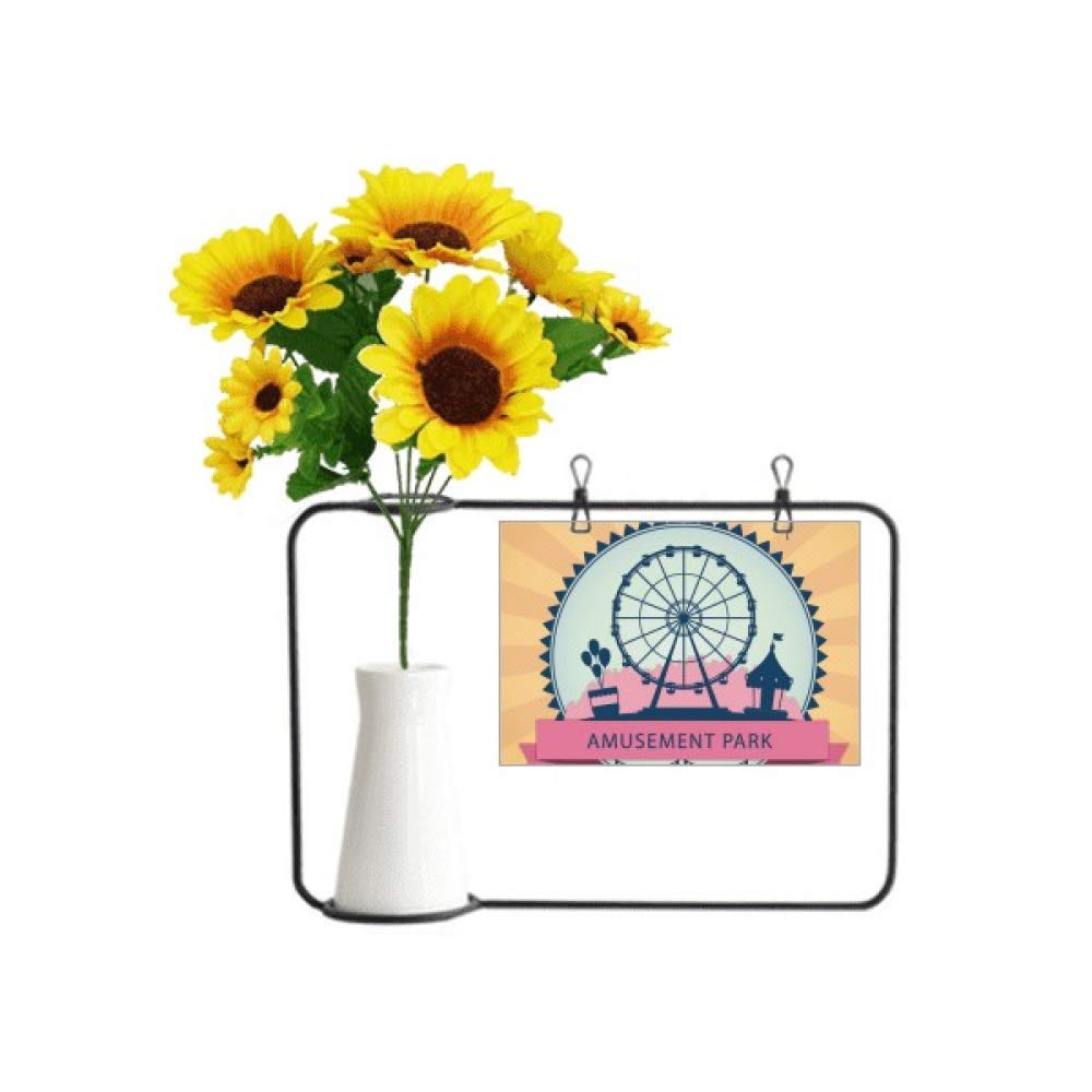 Grande roue de tournesol artificiel le cadeau idéal avec vases et carte