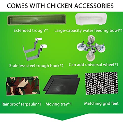 Hühnerstall Hühnerkäfig Hühnerstall, Für 6 Hühner Großer Hühnerstall Im Freien, Mit Regenschutzplane, Universalrad… – Bild 7