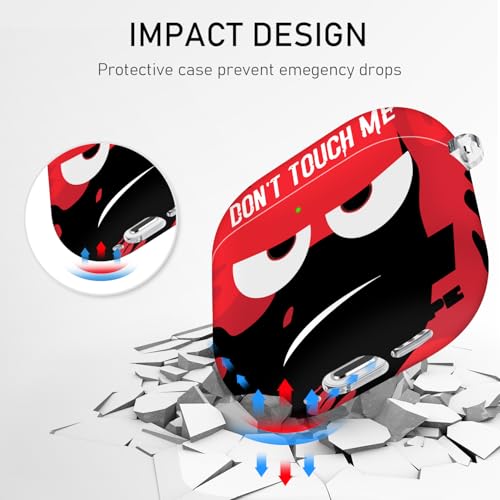 Image of for Apple Airpods 4th Generation Case Cover(2024),Don't Touch Me for Airpods 4 Cover with Keychain /Lanyard Soft Cute Shockproof Covers for Women Men Compatible AirPod 4 Case,Red