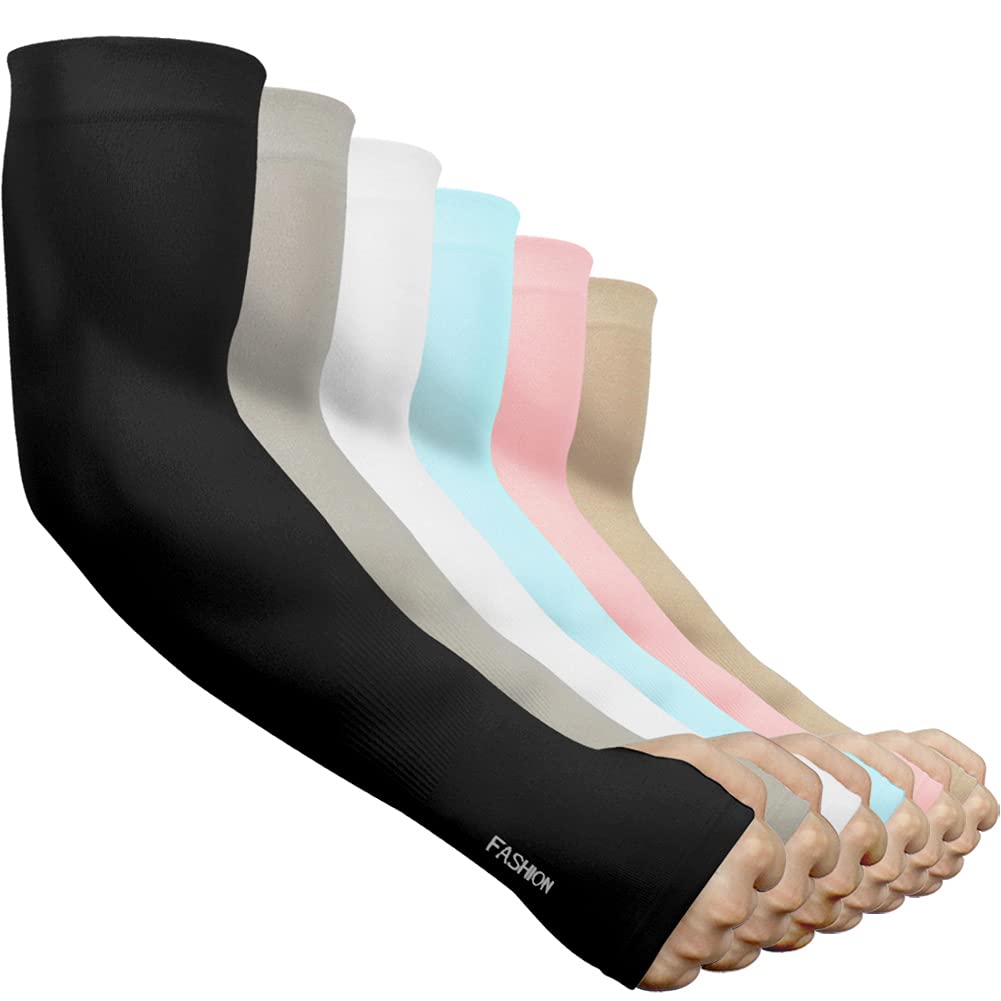 beister 3/6 Pairs UV Cooling Arm Sleeves Sun Protection Unisex for Sports, Cycling, Golf, Running