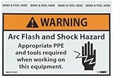 NMC WGA35AP WARNING - Arch Flash and Shock Hazard - Appropriate PPE and tools required when working on this equipment. Label - PS Vinyl Warning Label