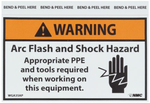 NMC WGA35AP WARNING - Arch Flash and Shock Hazard - Appropriate PPE and tools required when working on this equipment. Label - PS Vinyl Warning Label