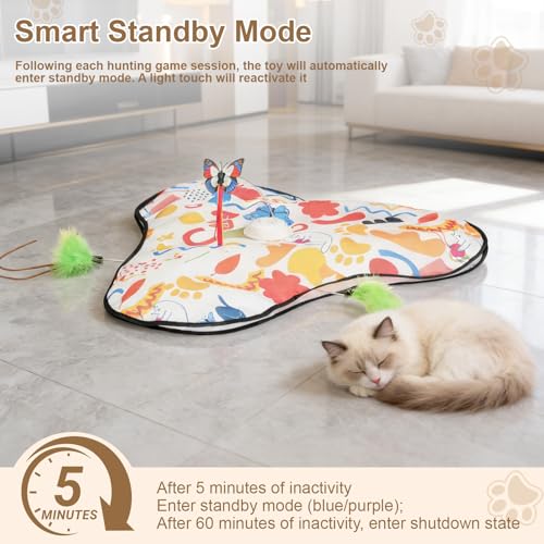 Jouet chat interactif avec plumes amovibles cache-cache