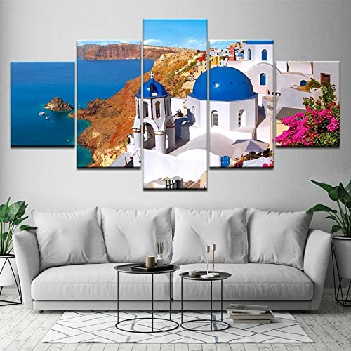 Impression sur toile Santorin de grand tableau decoration murale salon de qualite