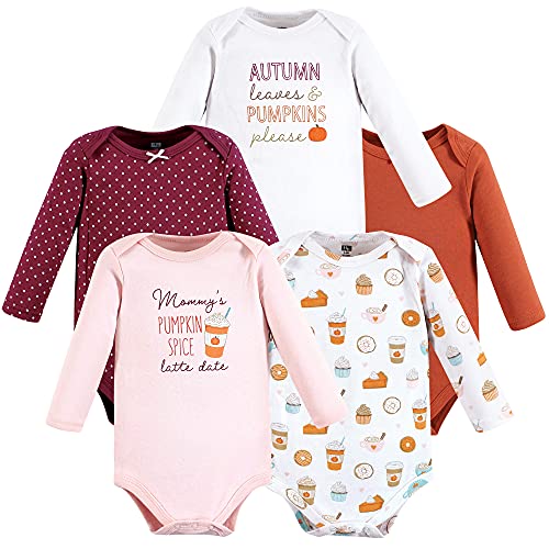 Image of Hudson Baby baby-girls Cotton Long-sleeve Bodysuits 5-pack