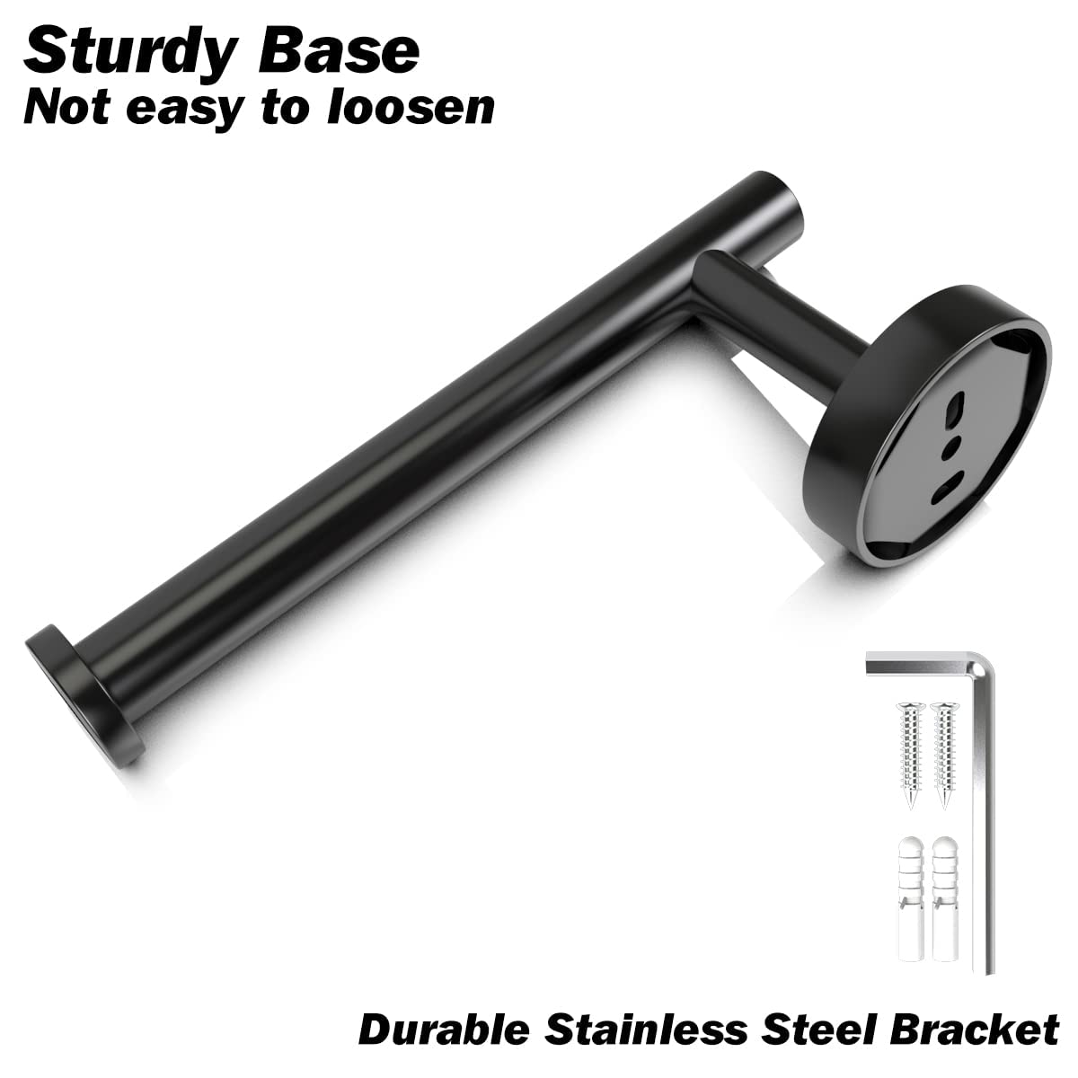 Portasciugamani Singolo A Parete 50 Cm - Nero Opaco, Acciaio Inox SUS304, Accessorio Bagno