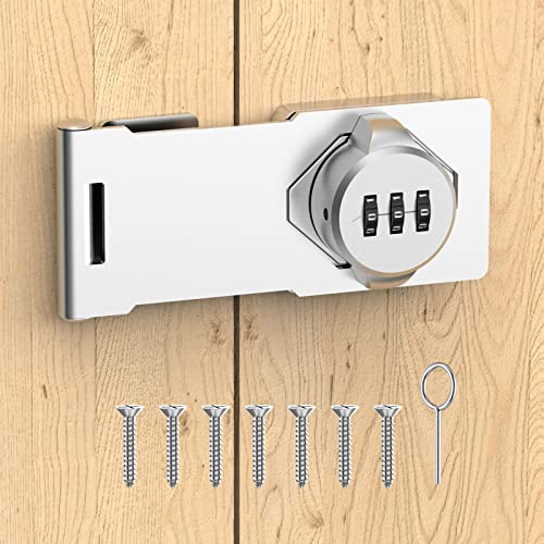 Image of Mechanical Password Rotary Hasp Locks, Cabinet Locks with Combination, Door Security Gate Locks for Small Doors, Cabinets, Barn Door, Bathroom, Outdoor, Closet, Fence (Silver)