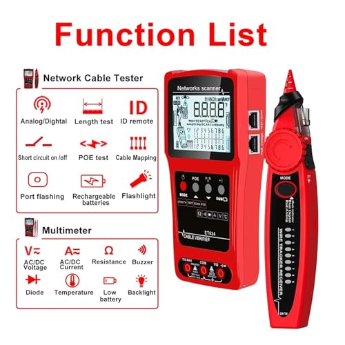 Rastreador de cables de red ET628 con multímetro 3 en 1 y linterna flash integrada 4