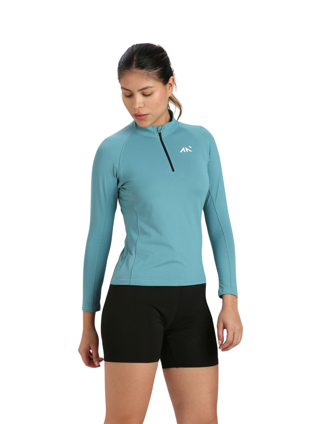 Women's Full Sleeve Sports T-Shirt Half Zip Quick Dry Activewear-image-43