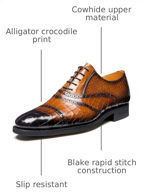 Image of Men's Dress Shoes Genuine Leather Oxfords Luxury Formal Business Suit Shoes with Blake Rapid Stitch