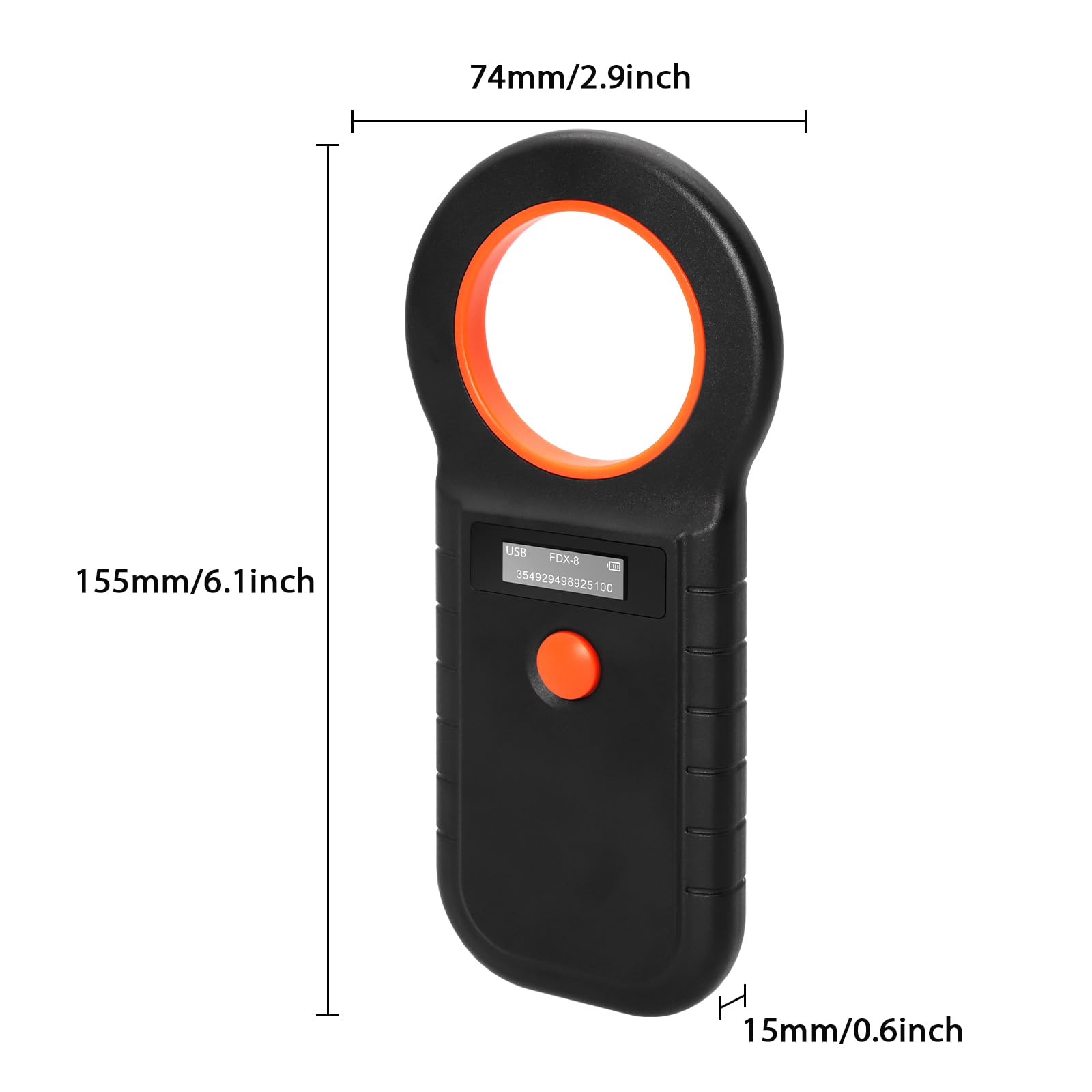 Chiplesegerät für Tiere, 128 Stück Tag-Informationsspeicher, Chiplesegerät für Hunde/Katze, RFID Mikrochip Lesegerät, 134,2KHz, ISO11784/85/HFDX-B/EMID