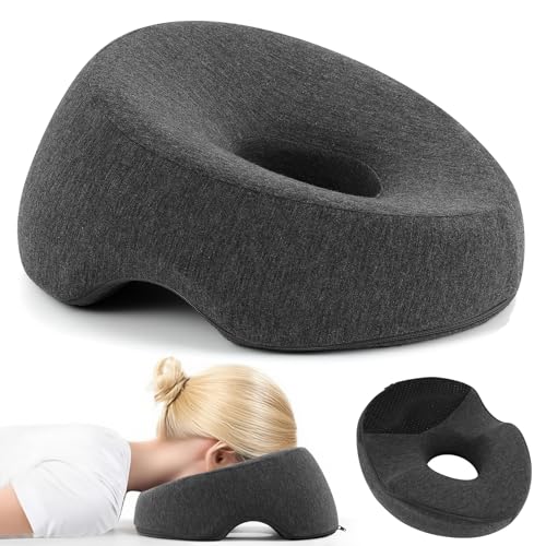 K.TAKHOI Face Down Adjustable Memory Foam Pillow with 2 Air Vents - Stomach Sleep & Post-Eye Surgery Headrest with Massage Cushion for Recovery (Dark Gray, Medium)