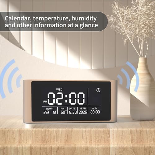 Bluetooth Speaker with Digital Alarm Clock, Wireless Charger, FM Clock Radio,Super Loudspeaker,Dimmable LED Display for Bedroom,Home, Adaptor - Image 2