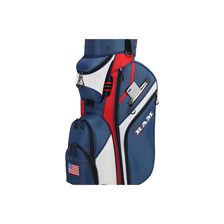 Ram Golf Premium Cart Bag with 14 Way Molded Organizer Divider Top