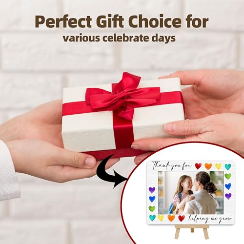 Image of DETIHO Thank You for Helping Me Grow 4x6 Photo Frame, Small Wooden Photo Frame with Easel Stand, Teacher Appreciation Gifts for Table Decor Display -E04