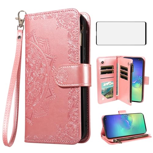 Coque rigide Samsung S10 Plus protège-écran et étui carte doré