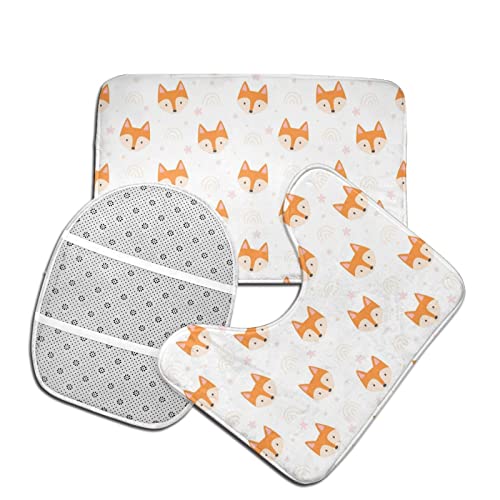 DIRYKILP Badematte + Konturmatte + Toilettendeckelbezug, Cartoon Fox 3 Stück Badematte Set, mit Anti-Rutsch-Klebeboden – Bild 5