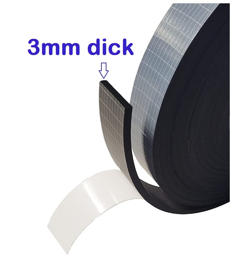 Cinta de sellado EPDM Premium, 3 mm de grosor, autoadhesiva, 10 m por rollo de caucho celular (60 mm x 10 m)