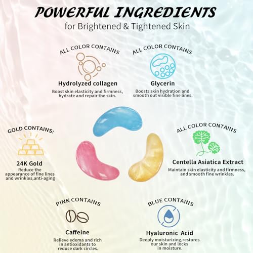 image for Maskiss Under Eye Patches (24 Pairs), 3 Colors Eye Masks Gift Set for 