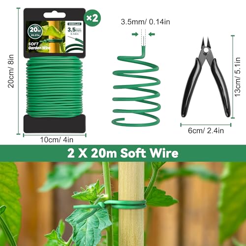 COZCLAM 2 Rolls x 20m Soft Twist Ties with Cutter, 3.5mm Flexible Plant Twist Ties, Plastic Coated Garden Wire for Gardening, Tomato, Vines, Soft Plant Wire Tie Wire for Organizing Cables, Crafts - Image 2