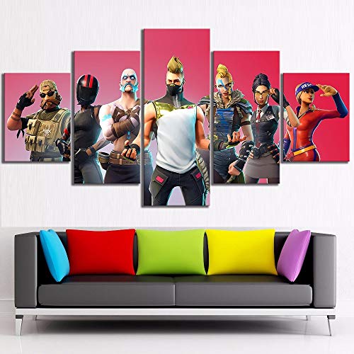 RRFHGH Impression sur Toile 5 Parties Affiche de Jeu Battle Royale Season 5 Image Image Photo pour la décoration intérieure Salon Chambre Chambre d'enfant Bureau sans Cadre