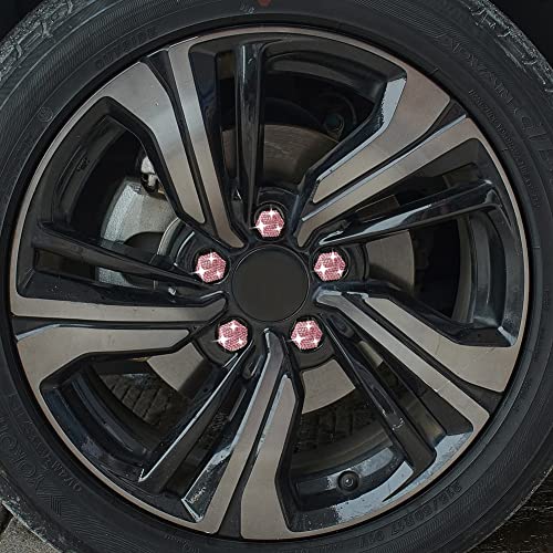 Image of Blueshyhall 21mm Bling Crystal Wheel Lug Nut Cover Bolt Caps Anti-Rust Car Tire Nut Cover with Removal Tool (Pack of 20) - Pink