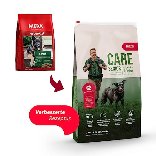 mera Care Senior Huhn, Trockenfutter für ältere Hunde ab 9 Jahre, mit 62% tierischen Protein und Senior Schutzkomplex, ohne Weizen, 4kg
