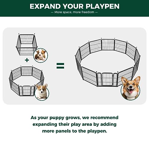 Image of FXW Rollick Unleashed Dog Playpen for Indoor, Yard, RV Camping, 24 inch 4 Panels for Small and Puppy Dogs, Black│Patented
