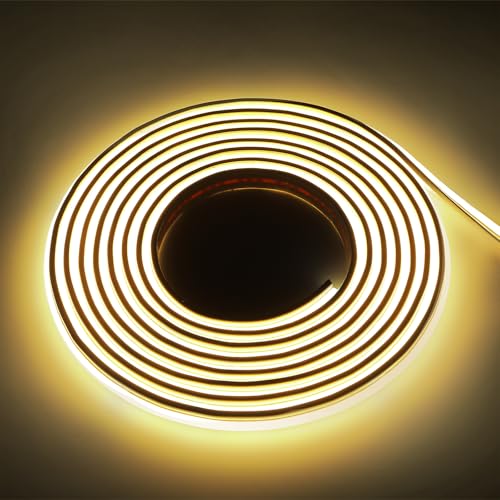 Image of COB LED Strips Light Cuttable Flexible 240 LEDs /m with Adhesive 1M 110V 120V 3.28 Feet LED Strip Rope Lighting with Plug for Bedroom Kitchen Cabinets (Warm White, 3.28ft)