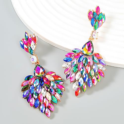 Fashion Statement Chandelier Earrings for Women Rhinestone Crystal Large Dangle Earrings for Wedding Prom Party2