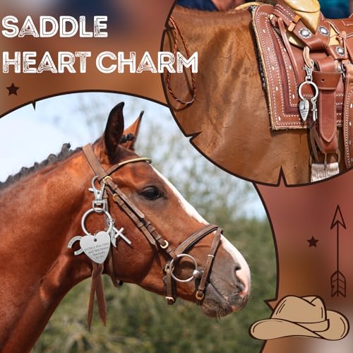 Protect This Rider and The Horse She Rode in On-Saddle Charm Saddle Heart Charm with Gift Box Horse Lover Gifts for Women Girl Equestrian Riders Lovers Trainer Stuff Jewelry3