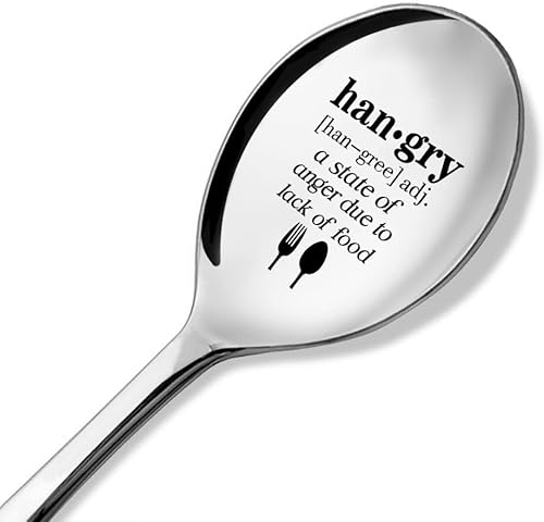 ZBBFSCSB Hangry Spoon - Divertida cuchara grabada con caja de regalo, cuchara con cita divertida, regalo de broma de Hangry, regalo divertido de