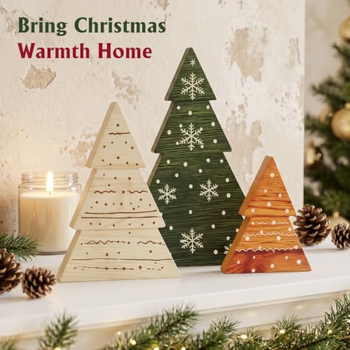 3Pcs Wooden Tabletop Christmas Tree Decorations - image 2