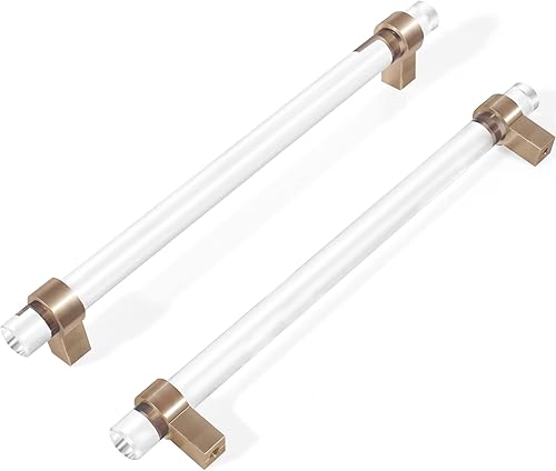 Tiradores de gabinete de bronce champán de cristal, manijas de cajón de latón de 7-12 pulgadas (7.559 in, 10 unidades)