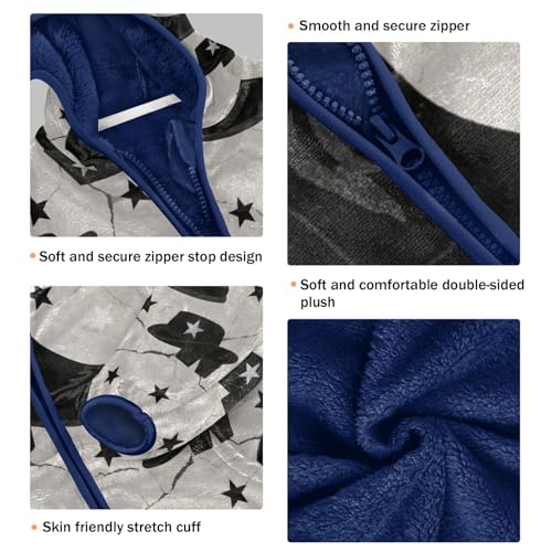 Cowboy Boots Hats Stars Pattern Toddler Fleece Jacket Girl Boys Hooded Fleece Jacket Coat Warm Outwear Zip-up 3-10T3