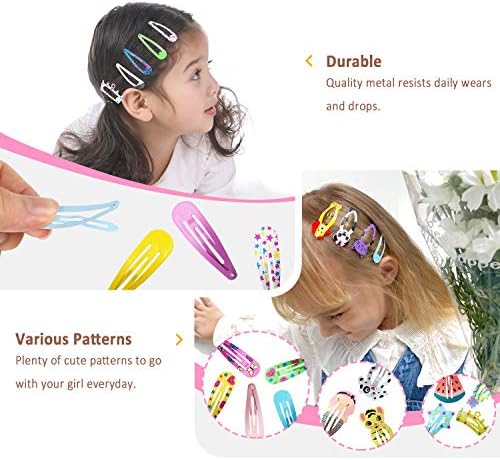 Hair Clips for Girls, Funtopia 100Pcs Snap Barrettes for Kids Teens Women