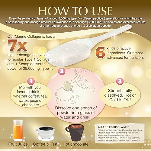 Image of Nano Advanced Hyaluron & Marine Collagen Peptide IV Plus Powder - Japanese 6-in-1 Beauty Formula for Skin, Hair & Nails, Hydrolyzed Collagen with Hyaluronic Acid, Vitamin C, Unflavored, 32 Servings