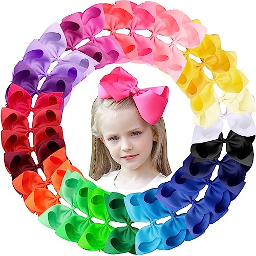 Image of Oaoleer Hair Bows Clips Grosgrain Ribbon Bows Hair Alligator Clips Hair Barrettes Hair Accessories for Girls Toddler Infants Kids Teens Children (8inch)
