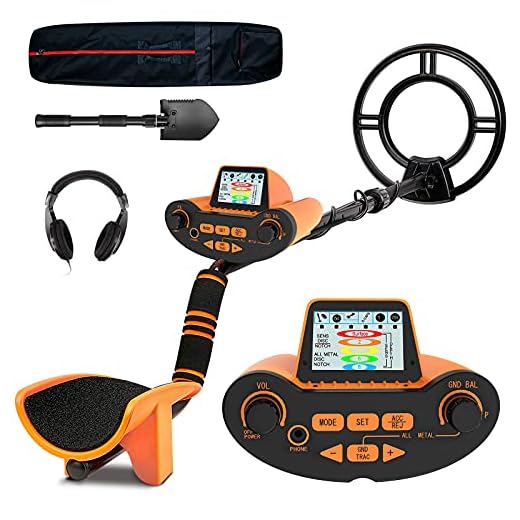 SUNPOW Professional Metal Detector for Adults, Adjustable Ground Balance, Disc & Notch & Pinpoint Modes, Upgraded DSP Chip, Multiple Audio Prompts